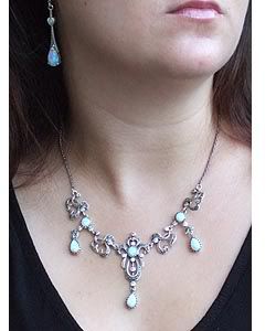 opal style and marquisite chandelier drop necklace at £ 169 99 this