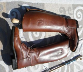 Dehner Field Boots Custom Made Brown w Zipper Back Mens 9 Top Quality