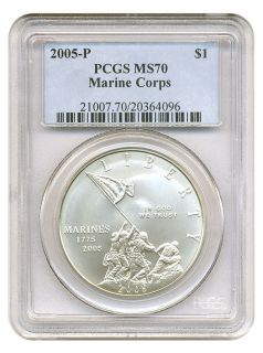 2005 P $1 PCGS MS70 Marine Corps Modern Commemorative