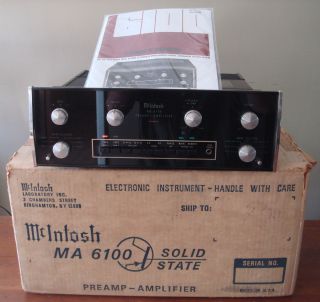 McIntosh MA6100 Integrated Amplifier Vintage Stereo Preamp with Box