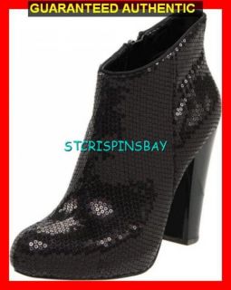 Nine West Delly Black Sequin Ankle Boots Shoes Womens 7 New Retail $