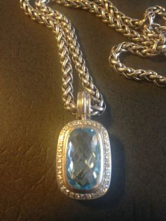 David Yurman Blue Topaz w Pave Diamonds Necklace