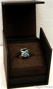 Authentic David Yurman Blue Hampton Topaz Diamond Cable Ring w Box