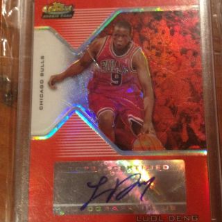 2004 05 Topps Finest Luol Deng Auto Red Refractor 77 79 Rookie