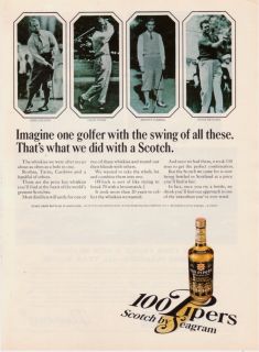 1966 Golfer Gene Sarazen 100 Pipers Scotch Print Ad