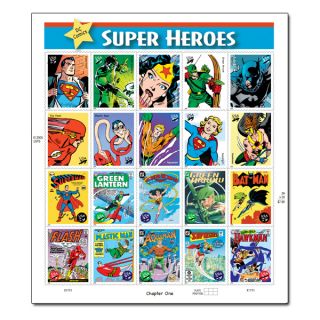 DC Comics Collectible Stamp Sheet 20 Stamps Superman Batman Flash and
