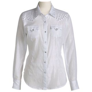 Womens Ariat 10007356 Dara White and Silver Stripe Snap Western Shirt