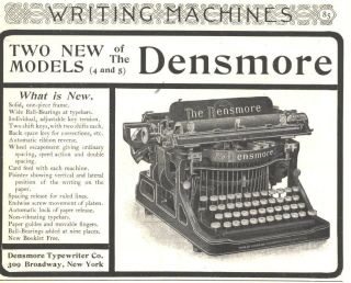 1901 Ad Densmore Typewriter Model 4 and 5