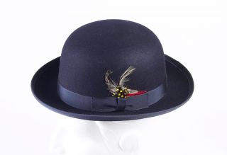 Navy Blue Derby Hat Super High Quality 100% Wool Money Back
