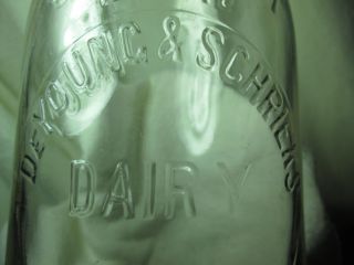 1920s DeYoung and Schrieks Dairy Farm Milk Bottle Lodi NJ Bergen Co