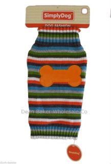 Simplydog Striped Dog Fashion Sweater Orange Bone Clothes Size Small