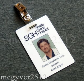 Greys Anatomy Derek Shepherd M D PVC ID Card Badge