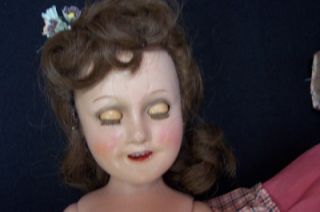 Ideal 1938 Deanna Durbin Doll Composition w Teeth Original Wig Vintage