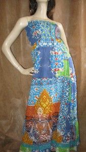 Boston Proper Long Floral Maxi Sun Dress s 6 8 Blue New