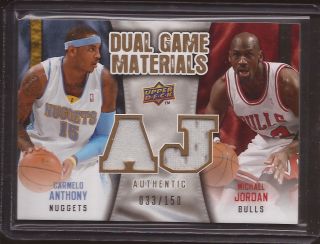  Upper Deck Michael Jordan Carmelo Anthony Dual Game Materials Gold 150
