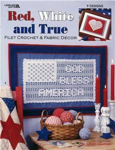 Red White True Filet Crochet Fabric Décor Book New