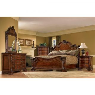 New Home Decor Bed Furniture King Size 4 piece Wood Estate Bedroom Set