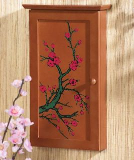   Blossom Hanging Jewelry Case Wooden Wall Cabinet Organizer Decor