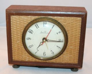 seth thomas vintage canewood alarm clock mid century
