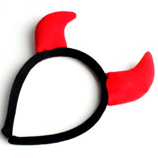 Cute Red Black Devil Horns Halloween Costume Headband