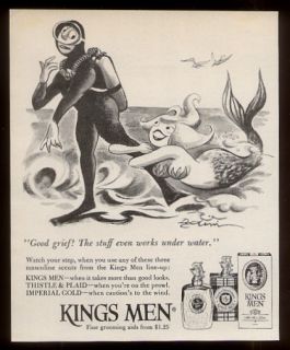 1967 Eldon Dedini Scuba Diving Diver Mermaid Cartoon Kings Men Cologne