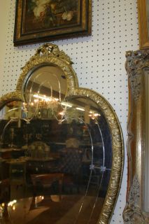  Art Deco Heart Shaped Spade Shaped Gilded Wood Carved Mirror