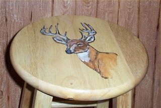 Deer Wood Bar Stool Cabin Lodge Country Home Decor Kitchen or Den New