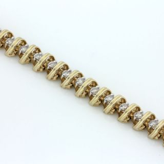 14k Yellow Gold Diamond s Link Tennis Bracelet 2 0 Ct