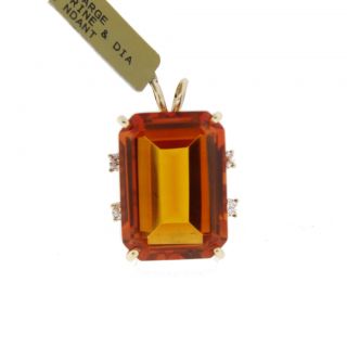 18kt Yellow Gold Large Citrine and Diamond Pendant