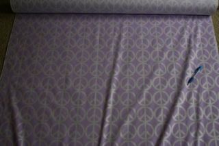 Lilac Purple Peace Sign Silver Glitter Fabric Material