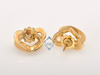 Asprey Beautiful 18K Yellow Gold Diamond Heart Earrings