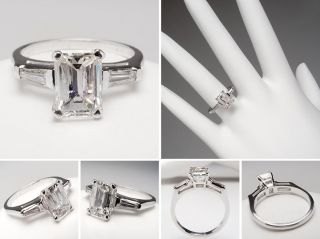 Carat Emerald Cut Diamond Engagement Ring w/ Tapered Baguette