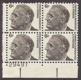 1284 Plate Block 6cent FDR Franklin Delano Roosevelt World War 2