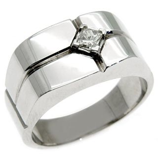 Mens 1 4 Carat Solitaire Round Cut Diamond Ring Wedding Band 14kt