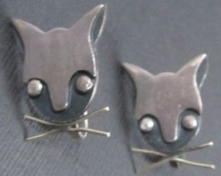 vintage delfino taxco sterling silver cat earrings