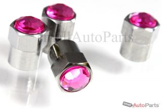 Crystal PINK Chrome Diamond Tire Wheel air stem valve CAPS Covers
