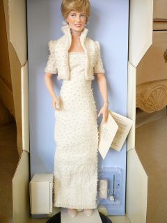 Franklin Mint Princess Diana Doll in White Dress NRFB Retired
