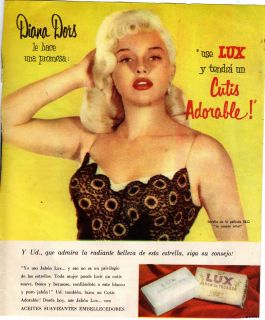 Advertising Lux Soap Diana Dors from A Latin American Magazine 50s