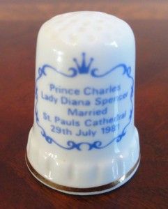 Princess Lady Diana Prince Charles Wedding Bone China Thimble Mount