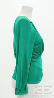 DVF Diane Von Furstenberg Green Jersey Belted Wrap Top Size S