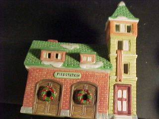 Dickens Fire House Porcelain Lighted House Holiday Expressions