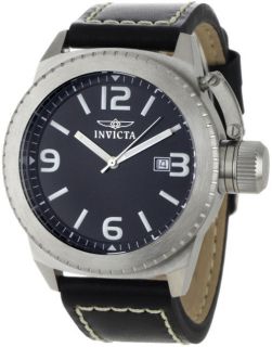 INVICTA Corduba 1108 Mens Watch New Black Leather Stainless Steel Low