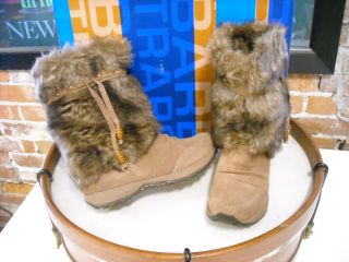 Bare Traps Lacole Taupe Suede & Faux Shearling Mukluk Boots New