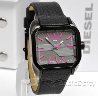 New Diesel Ladies Watch Black ion Plated Gray Pink White Dial