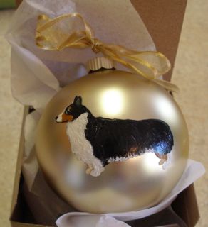 Pembroke Corgi Dog Christmas Ornament Hand Painted