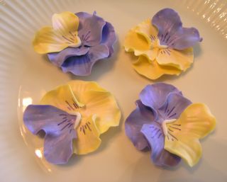 PANSIES Gum Paste Flowers Yellow and Purple Cake Topper Cupcake