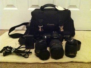 Nikon D50 6 1MP Digital SLR Camera Bundle Includes 3 Lenses Camera Bag