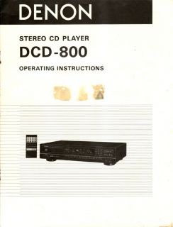 Denon Original DCD 800 CD Player Owners Manual