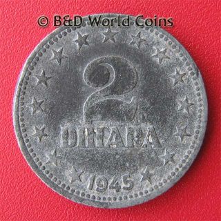 Yugoslavia 1945 2 Dinara Zinc 22mm Post War Coin KM 27