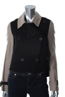 Derek Lam Black Textured Collared Double Breasted High Low Jacket 6